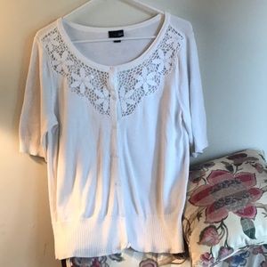 Crazy about the crochet look.  Size L.  Ivory